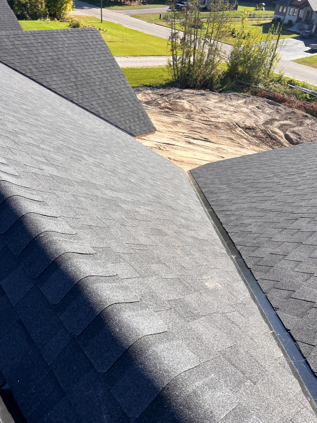 Roof valley and ridge detail on completed job